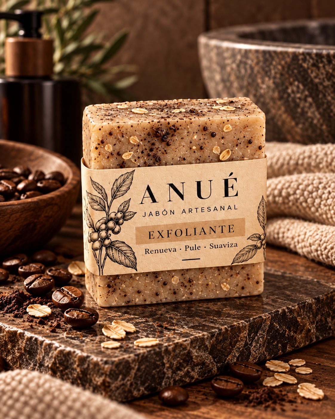 Jabón Artesanal Exfoliante de Café — Barra de Tocador